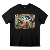 Black 3 western horses running free Heavy Core Tee - LillyAllenDesigns