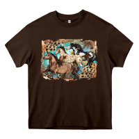 Chocolate Brown 3 western horses running free Heavy Core Tee - LillyAllenDesigns