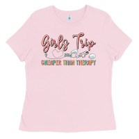 Bubblegum Pink girls trip cheaper than therapy Ladies Tee - MaliasSmallBusiness