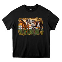 Black 2 horses at the ranch Heavy Core Tee - LillyAllenDesigns