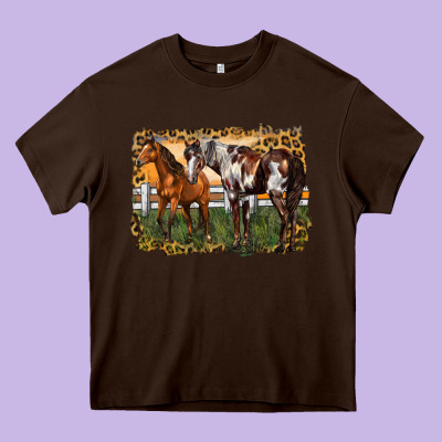 2 Horses At The Ranch Heavy Core Tee Designed By Lillyallendesigns