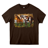 Chocolate Brown 2 horses at the ranch Heavy Core Tee - LillyAllenDesigns