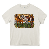 Cream 2 horses at the ranch Heavy Core Tee - LillyAllenDesigns