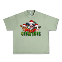 Oil Green Mooey Christmas Cows Urban Heavy Tee - LillyAllenDesigns