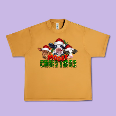 Mooey Christmas Cows Urban Heavy Tee Designed By Lillyallendesigns