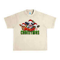 Sandshell Mooey Christmas Cows Urban Heavy Tee - LillyAllenDesigns
