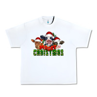 White Mooey Christmas Cows Urban Heavy Tee - LillyAllenDesigns