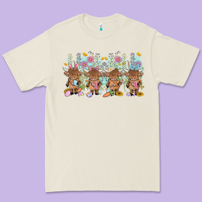 Easter Day Baby Highland Cow Premium Tee Designed By Maliassmallbusiness
