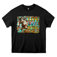 Black live love ride horse Heavy Core Tee - LillyAllenDesigns