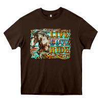 Chocolate Brown live love ride horse Heavy Core Tee - LillyAllenDesigns