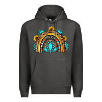 Charcoal Heather western gemstones sunflowers rainbow Premium Hoodie - OliviaCreatesArt