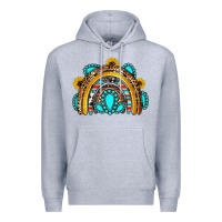 Heather Grey western gemstones sunflowers rainbow Premium Hoodie - OliviaCreatesArt
