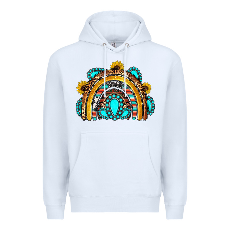 Western Gemstones Sunflowers Rainbow Premium Hoodie by OliviaCreatesArt | Teevron