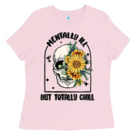 Bubblegum Pink mentally ill but totally chill Ladies Tee - MaliasSmallBusiness