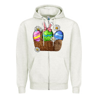 Oatmeal Heather Easter eggs  Easter Day Zipper Hoodie - CowGirlArtShop