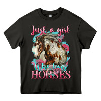 Asphalt just a girl who loves horses mustang Heavy Core Tee - LillyAllenDesigns