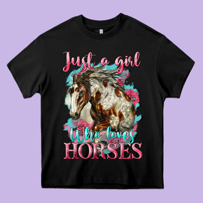Just A Girl Who Loves Horses Mustang Heavy Core Tee Designed By Lillyallendesigns