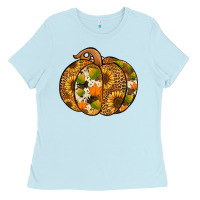 Baby Blue leopard cowhide sunflower pumpkin Ladies Tee - Jasminsmagicworld