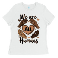 White we are all humans Ladies Tee - MaliasSmallBusiness