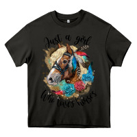 Asphalt just a girl who loves horses haflinger Heavy Core Tee - LillyAllenDesigns