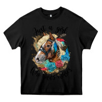 Black just a girl who loves horses haflinger Heavy Core Tee - LillyAllenDesigns