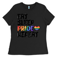 Black eat sleep pride repeat Ladies Tee - MaliasSmallBusiness