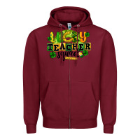 Burgundy Lucky Teacher Squad St. Patrick's Day Zipper Hoodie - CowGirlArtShop