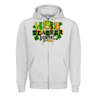 Dove Grey Lucky Teacher Squad St. Patrick's Day Zipper Hoodie - CowGirlArtShop