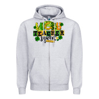 Heather Grey Lucky Teacher Squad St. Patrick's Day Zipper Hoodie - CowGirlArtShop