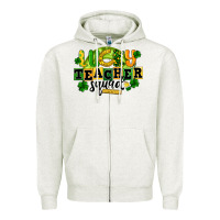 Oatmeal Heather Lucky Teacher Squad St. Patrick's Day Zipper Hoodie - CowGirlArtShop