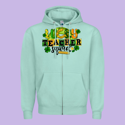 Lucky Teacher Squad St. Patrick's Day Zipper Hoodie Designed By Cowgirlartshop