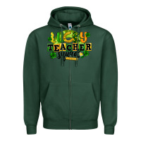 Sports Green Lucky Teacher Squad St. Patrick's Day Zipper Hoodie - CowGirlArtShop