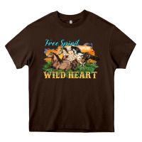 Chocolate Brown free spirit wild heart 3 horses Heavy Core Tee - LillyAllenDesigns