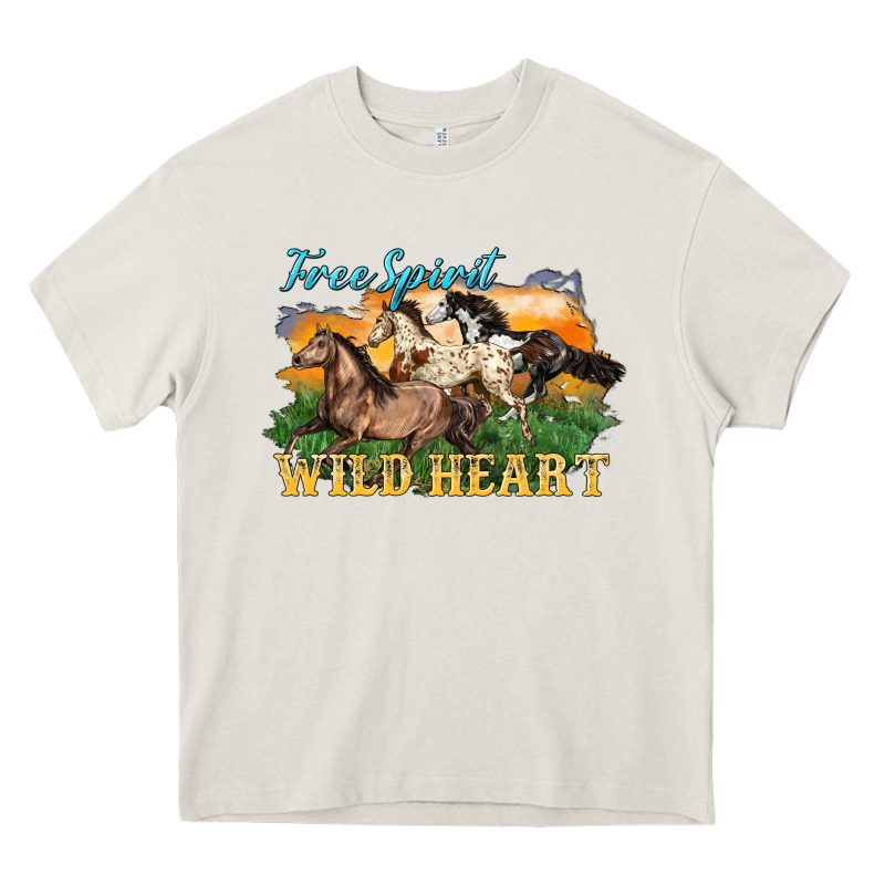 Free Spirit Wild Heart 3 Horses Heavy Core Tee by LillyAllenDesigns | Teevron