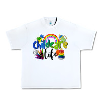 White Childcare Life Urban Heavy Tee - LillyAllenDesigns