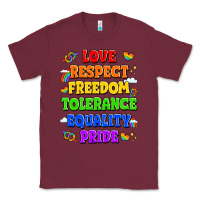 Burgundy love respect freedom tolerance equality pride Classic Tee - LillyAllenDesigns