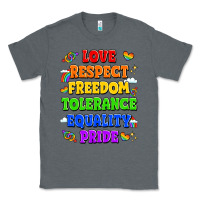 Charcoal Heather love respect freedom tolerance equality pride Classic Tee - LillyAllenDesigns