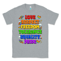 Heather Grey love respect freedom tolerance equality pride Classic Tee - LillyAllenDesigns