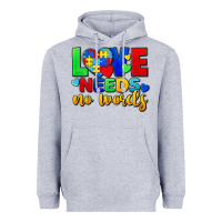 Heather Grey love needs no words Heavyweight Hoodie - FaDigitalArtStudio