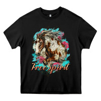 Black free spirit mustang horse Heavy Core Tee - LillyAllenDesigns