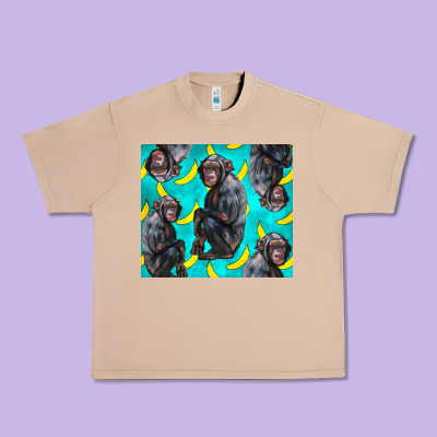Chimpanzee And Banana Urban Heavy Tee Designed By Lillyallendesigns