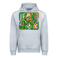 Heather Grey lucky horseshoe st patricks day leopard frame Urban Hoodie - LillyAllenDesigns
