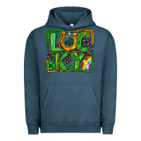 Pigment Midnight Navy lucky horseshoe st patricks day leopard frame Urban Hoodie - LillyAllenDesigns