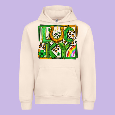 Lucky Horseshoe St Patricks Day Leopard Frame Urban Hoodie Designed By Lillyallendesigns