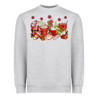Heather Grey Christmas coffee cups Heavyweight Sweatshirt - texasbilliewilder