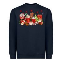 Navy Christmas coffee cups Heavyweight Sweatshirt - texasbilliewilder