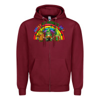 Burgundy Happy St. Patrick's Day rainbow gnomes Zipper Hoodie - CowGirlArtShop