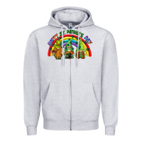 Heather Grey Happy St. Patrick's Day rainbow gnomes Zipper Hoodie - CowGirlArtShop
