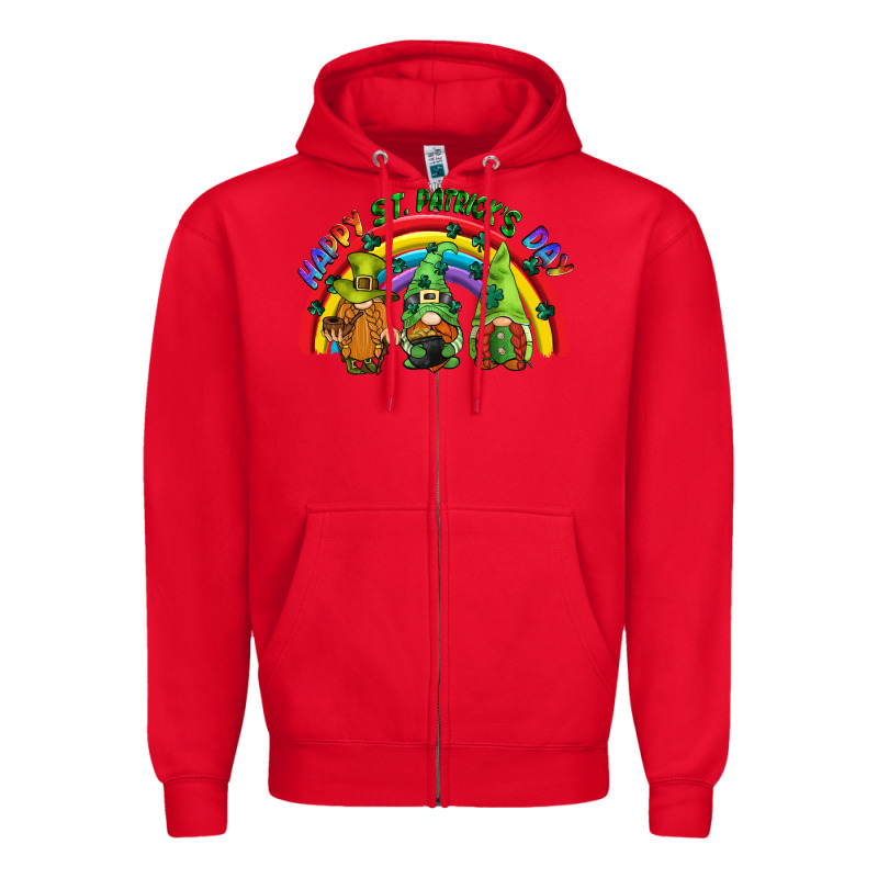 Happy St. Patrick's Day Rainbow Gnomes Zipper Hoodie by CowGirlArtShop | Teevron