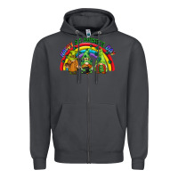 Smoke Happy St. Patrick's Day rainbow gnomes Zipper Hoodie - CowGirlArtShop